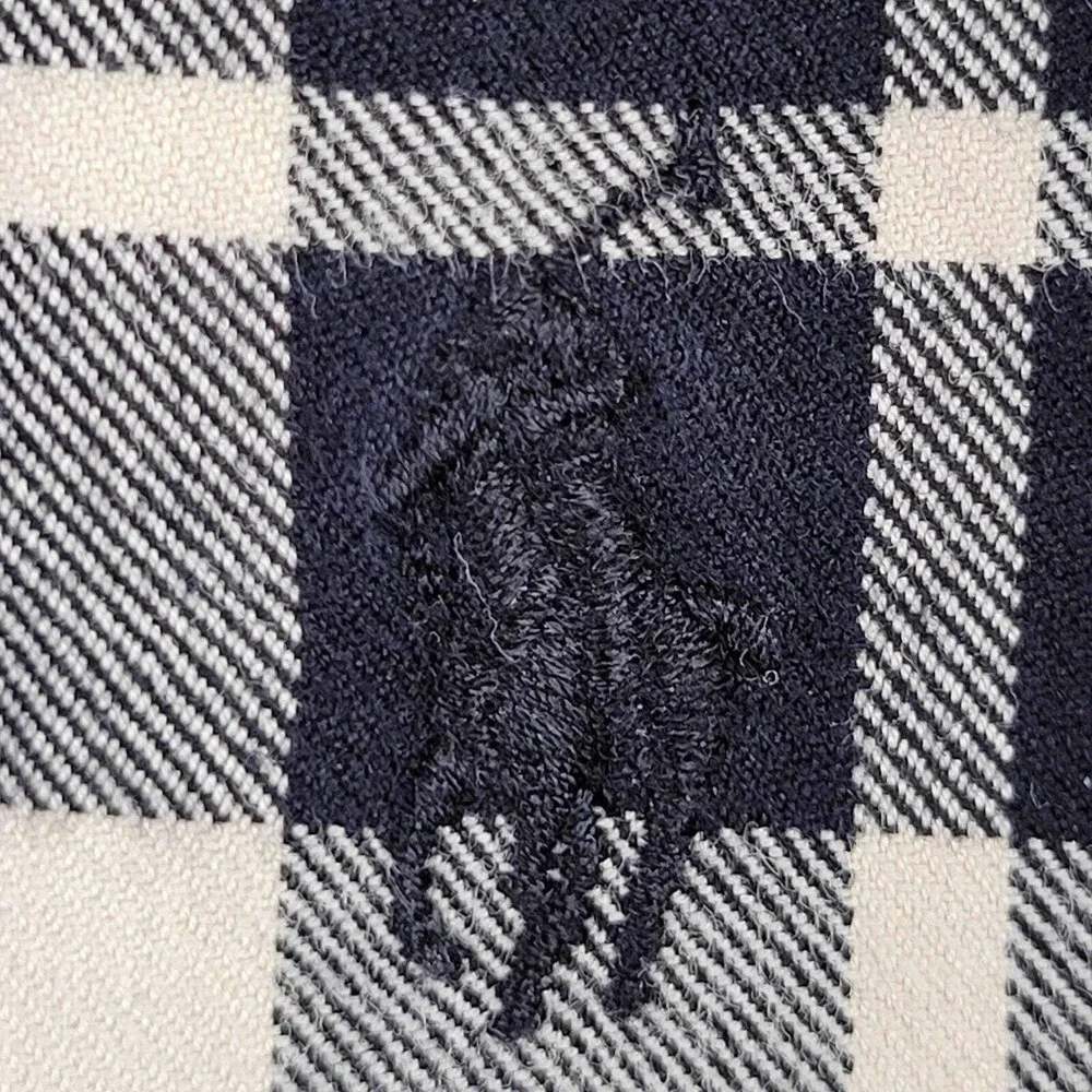 Polo Ralph Lauren Oxford Shirt Men's Large Black Cream Plaid LS Button Down
